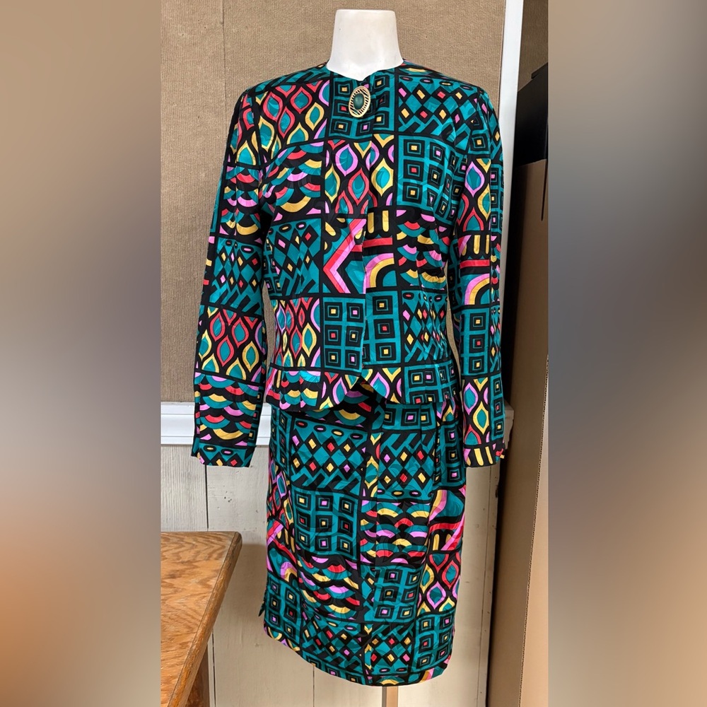 80s Anne Crimmins Silk Skirt Set